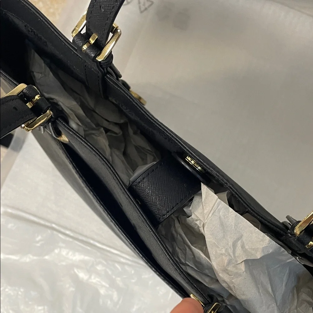 Michael Kors Black leather Tote Bag large MK purse